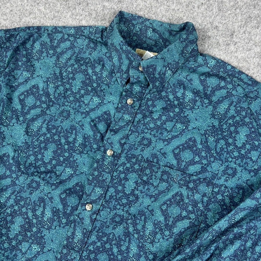 Wrangler 20X Shirt Mens XL Blue Paisley Western Button Up Long Sleeve Cotton